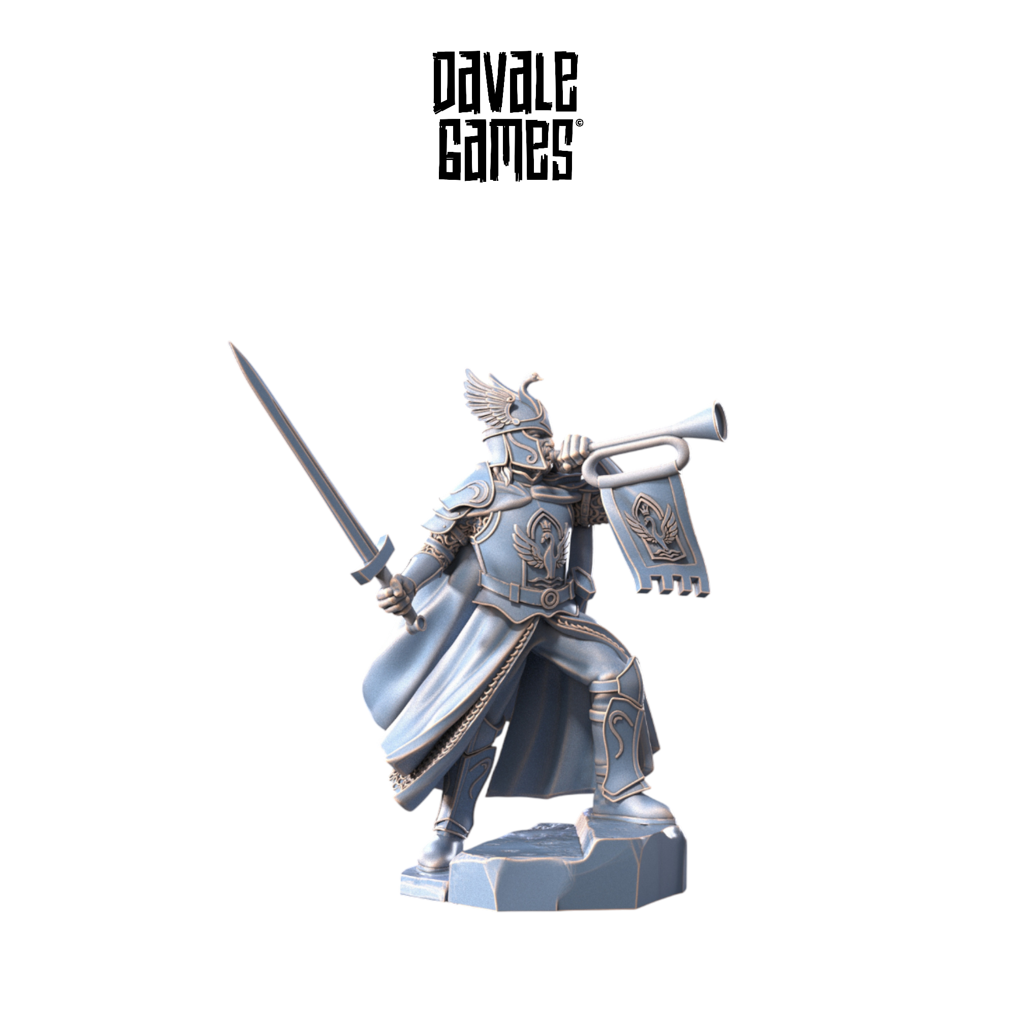 White Swan Warrior with Trumpet